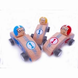 Pull-Back Vrolijke Raceauto's Naturel [4d/8DP]