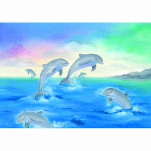 Oliepastelkaart Dolfijnen - per 10 stuks