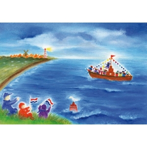 Oliepastelkaart Intocht van Sinterklaas - per 10 stuks