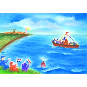 Oliepastelkaart Intocht van Sinterklaas - per 10 stuks