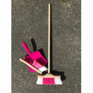 Bezemset Roze (zachte bezem, zachte stoffer en blik)
