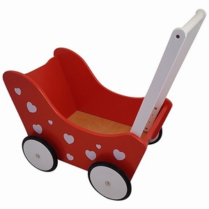 Poppenwagen met Hartjes Rood, exclusief dekje (2x)