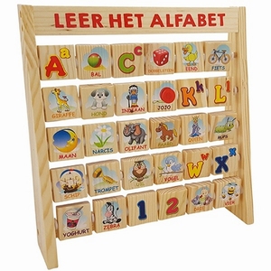 Leer het alfabet aan rek, dubbelzijdige blokjes