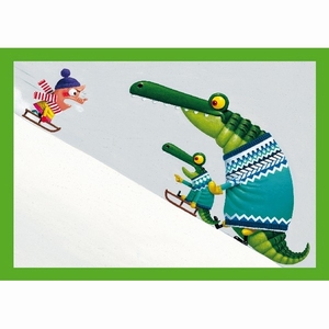 Wenskaart met enveloppe Wintersport (4x)