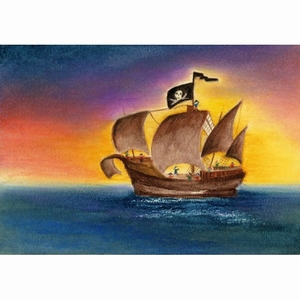 Oliepastelkaart Het Piratenschip - per 10 stuks