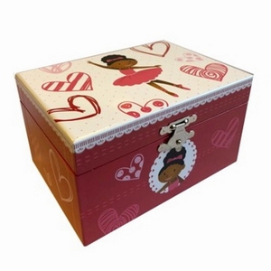 Byouxmuziekdoos Ballerina vol met Hartjes