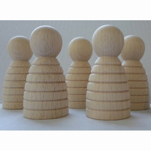 Kegelpoppetje - Bol 60x30 mm met ribbels (Bijtje)