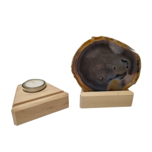 Mineraalhouder met glas-gat beuken - Onbehandeld