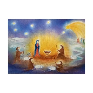 Oliepastelkaart Geboorte van Christus - per 10 stuks, nieuw 2026