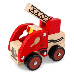 Brandweerauto met houten wielen