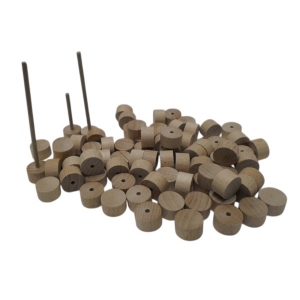 Standaardje 17mm, hoog 10mm met half gat - beukenhout onbehandeld