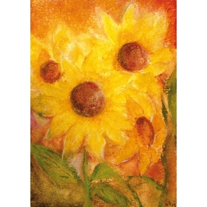 Oliepastelkaart Zonnebloemen - per 10 stuks