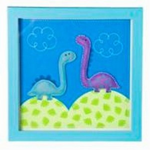 Wanddecoratie twee dino's (26x26cm)