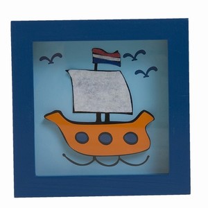 Wanddecoratie boot (12x12cm)