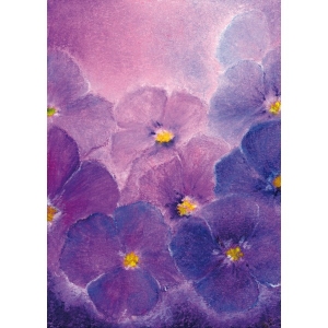Oliepastelkaart Viooltjes - per 10 stuks