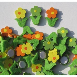 Plakker Bloem geel,oranje,groen 100 stuks