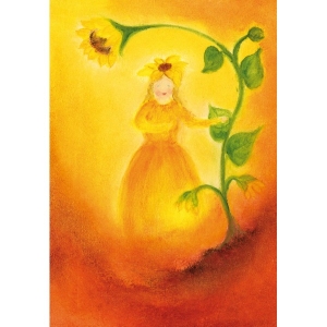 Oliepastelkaart Het Zonnebloemvrouwtje - per 10 stuks