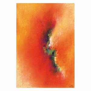 Oliepastelkaart. Abstract Oranje  (A1002)