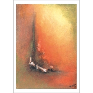 Oliepastelkaart Abstract Bruin - oranje (A1000) - per 10 stuks (nog 11x)