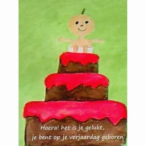 Kaart Geboortetaart - Geboorte - per 10 stuks (M.A. Kock)