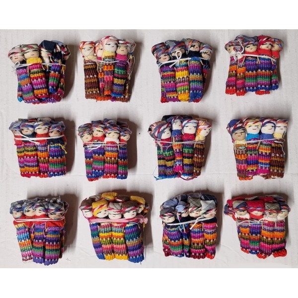 Worry Dolls groot: 6 cm, per bundeltje van 12 stuks