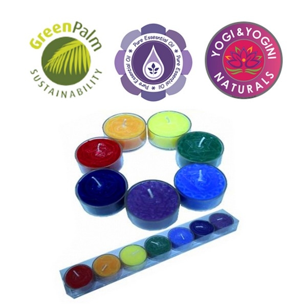 Kaars: Chakra theelicht geurkaarsjes set, uitverkocht