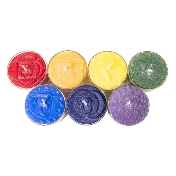 Kaars: Chakra theelicht geurkaarsjes set, uitverkocht