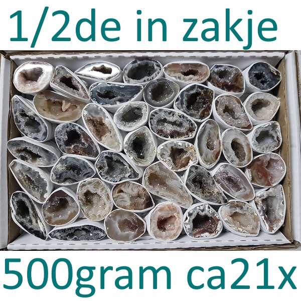 Agaatgeodes nu in ZAKJE 500 gram (ca 21 brokjes) **helft aantallen!
