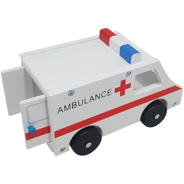 Ambulance groot met zwarte wielen