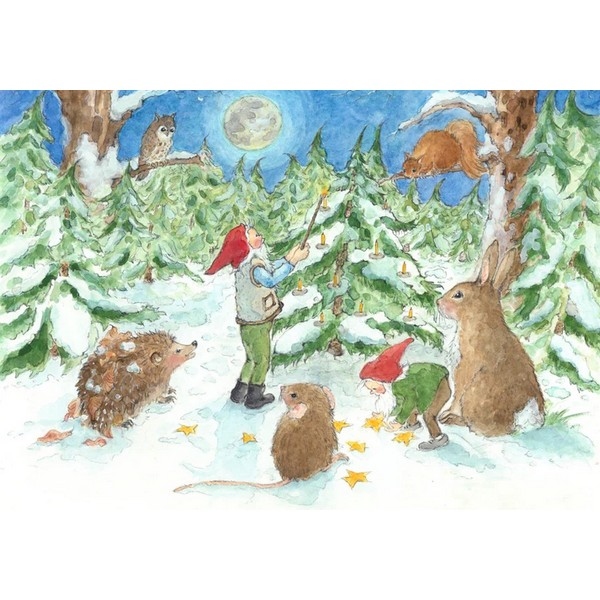Ansichtkaart 2.62 Kabouter Kerstfeest in het bos - 10 stuks