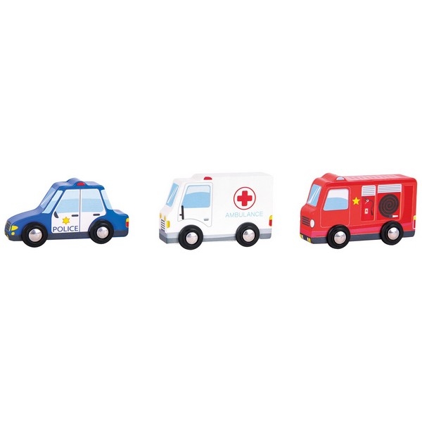 Auto set 3 stuks (Politie, Brandweer en Ambulance) Woet