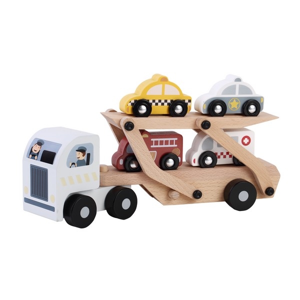 Autotransporter met 4 auto's; zilveren cabine (20471)