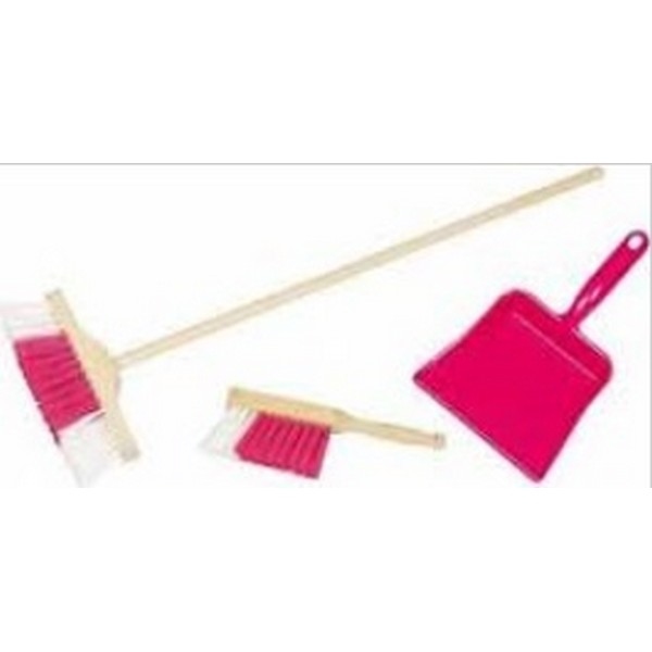 Bezemset Roze (zachte bezem, zachte stoffer en blik)