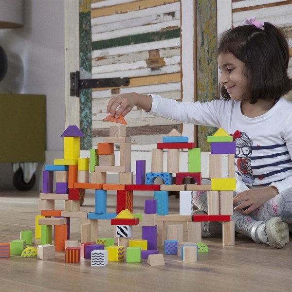 Bouwblokken in Ton - Gekleurd 100 stuks - New Classic Toys