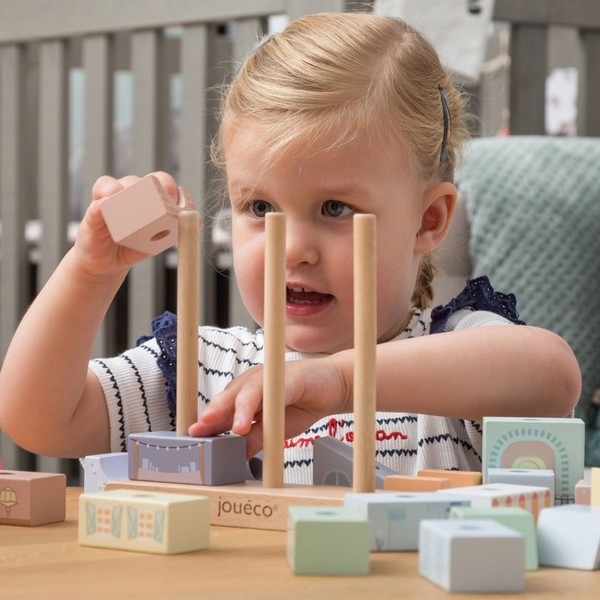 Bouwpuzzel huis pastel met dieren - Jouéco