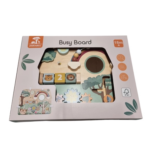 Box speelbord / Activity centre regenboog met houten opzet standaard S62219