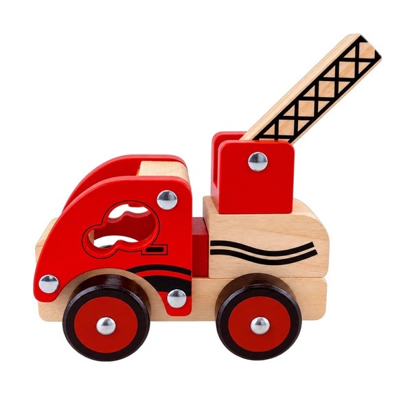 Brandweerauto met houten wielen - Playwood