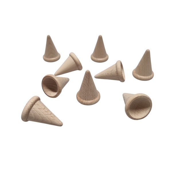 Clownshoed of ijshoorntje - 22 x 31 mm - naturel beuken, nieuw !