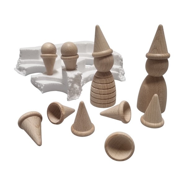 Clownshoed of ijshoorntje - 22 x 31 mm - naturel beuken, nieuw !
