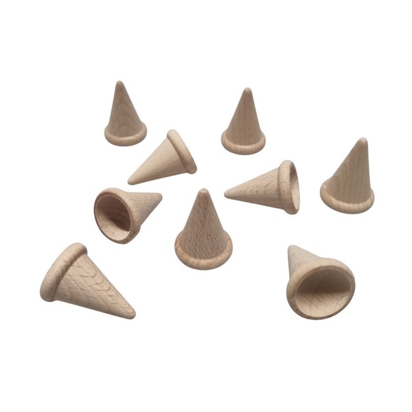Clownshoed of ijshoorntje - 22 x 31 mm - naturel beuken, vernieuwd !