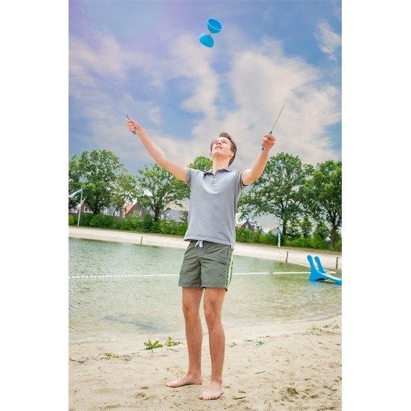 Diabolo rubber met metalen stokjes Blauw
