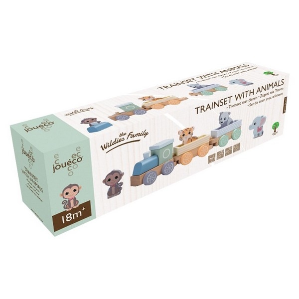 Dierentrein 3-delig pastelkleuren met 4 dieren, uitverkocht