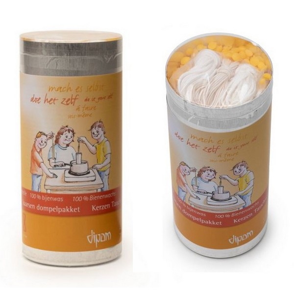 Dipam ZDK - dompelpakket, 4xblik, 600 g bijenwas en lont **