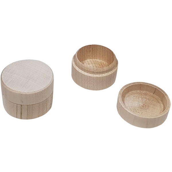 Doosje voor ringen / oorbellen beukenhout - Rond - 5,8 x 4,5