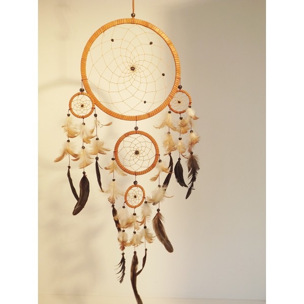 Dreamcatcher / Dromenvanger 25 cm Leer, uitverkocht