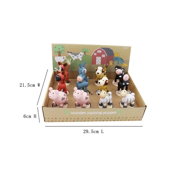 Drukpop boerderij dieren; 6 assortie [Display 12x] (23693)