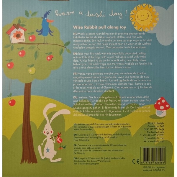 Dushi Pull Along Toy - Wise Rabbit, aanbieding