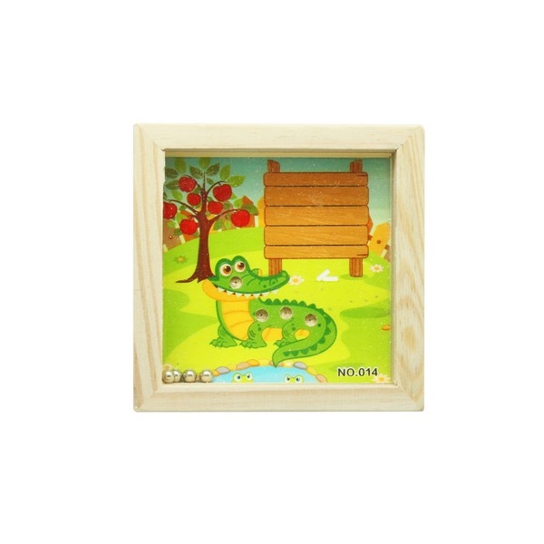 Geduldspel vierkant dieren 7,8 x7,8 x 2 cm - 5 soorten
