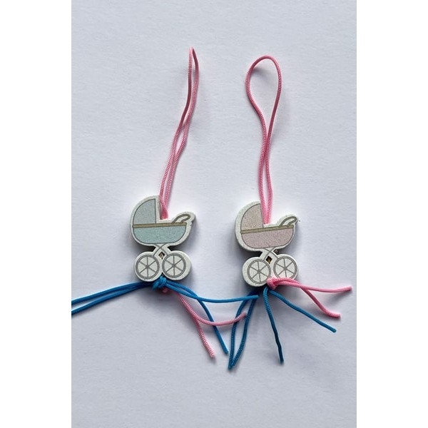 Gelukspoppetjes Kinderwagen assorti plat 100 stuks 2 x 2,7 cm (14257)