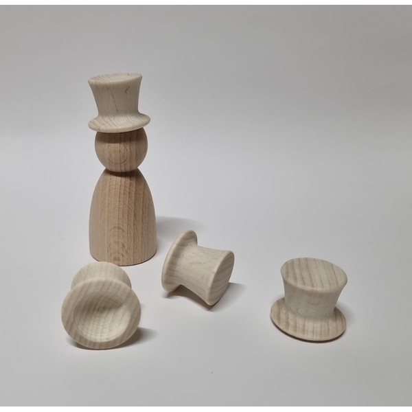 Hoge hoed - 24 x 20 mm - beuken gebleekt